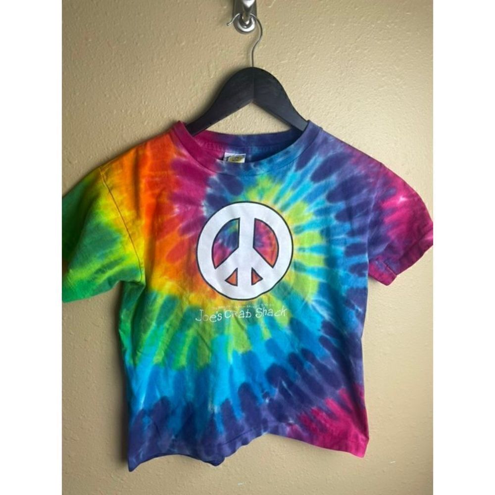 Vintage Joe’s Crab Shack Tie Dye Logo Sundog Graphic T-Shirt Size Women’s Large